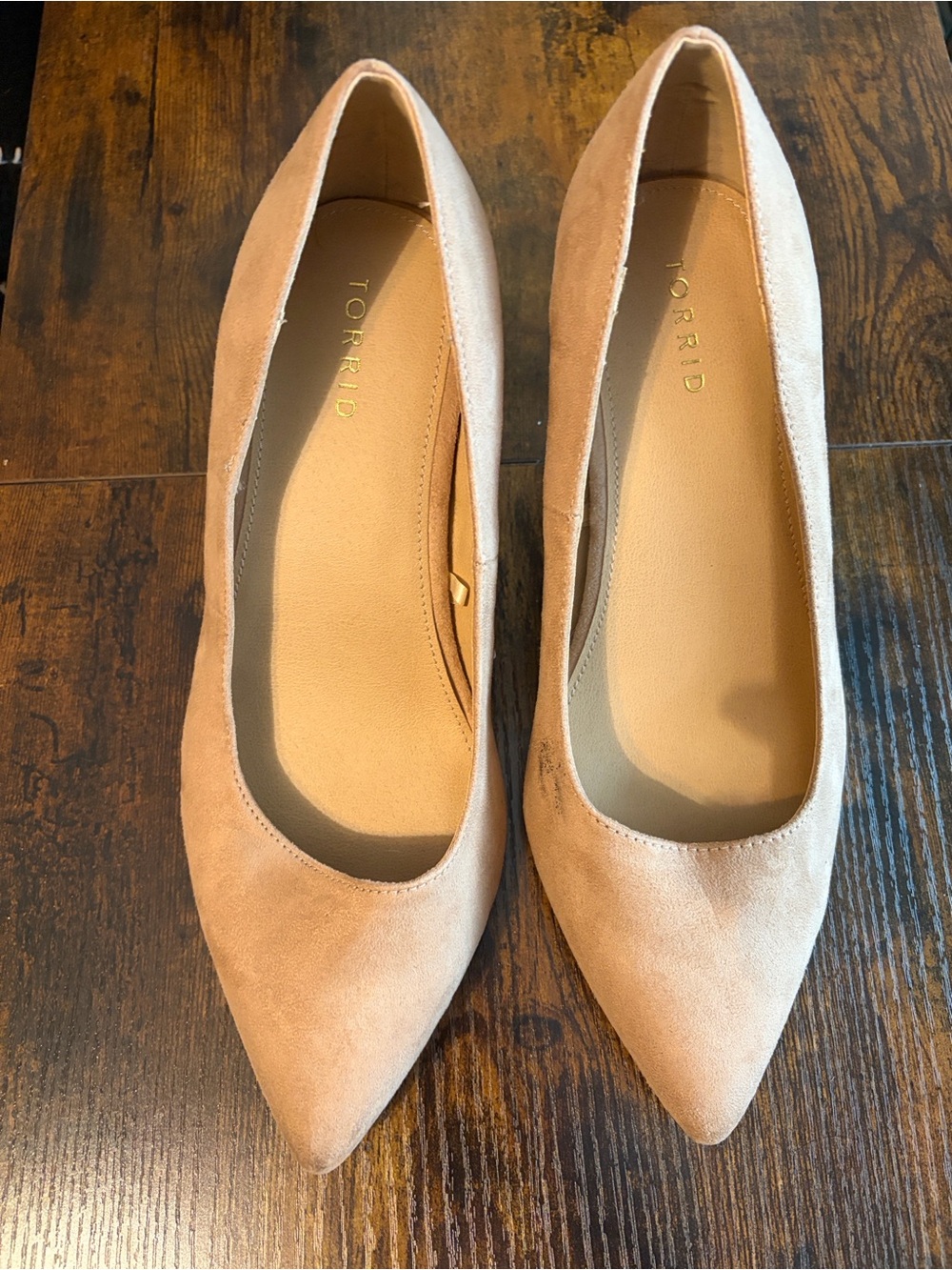 torrid Pointed Toe Suede Flats in Blush Peach